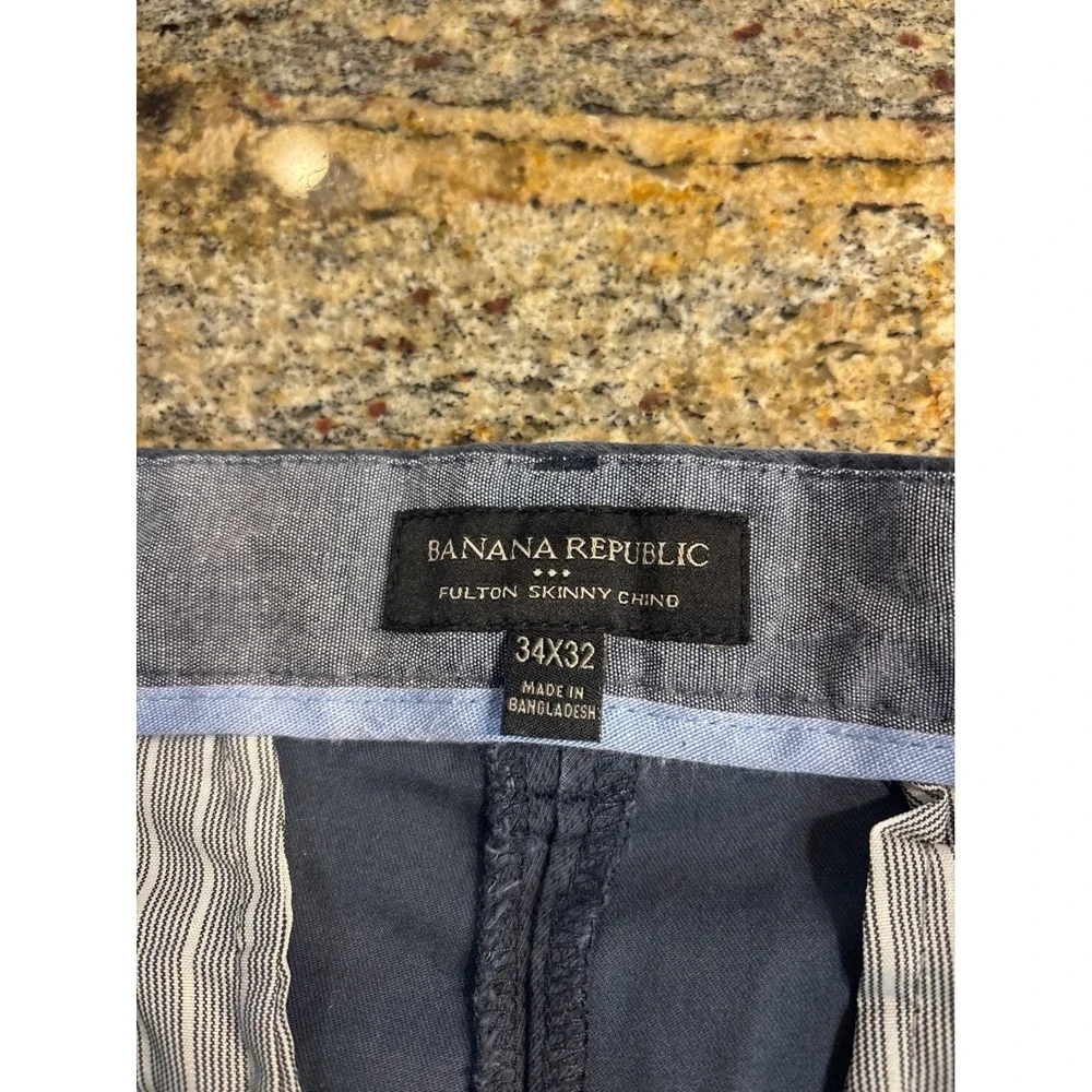 Banana Republic Fulton Skinny Chino Pants Mens 34x30 Grey Textured‎ Stretch Work